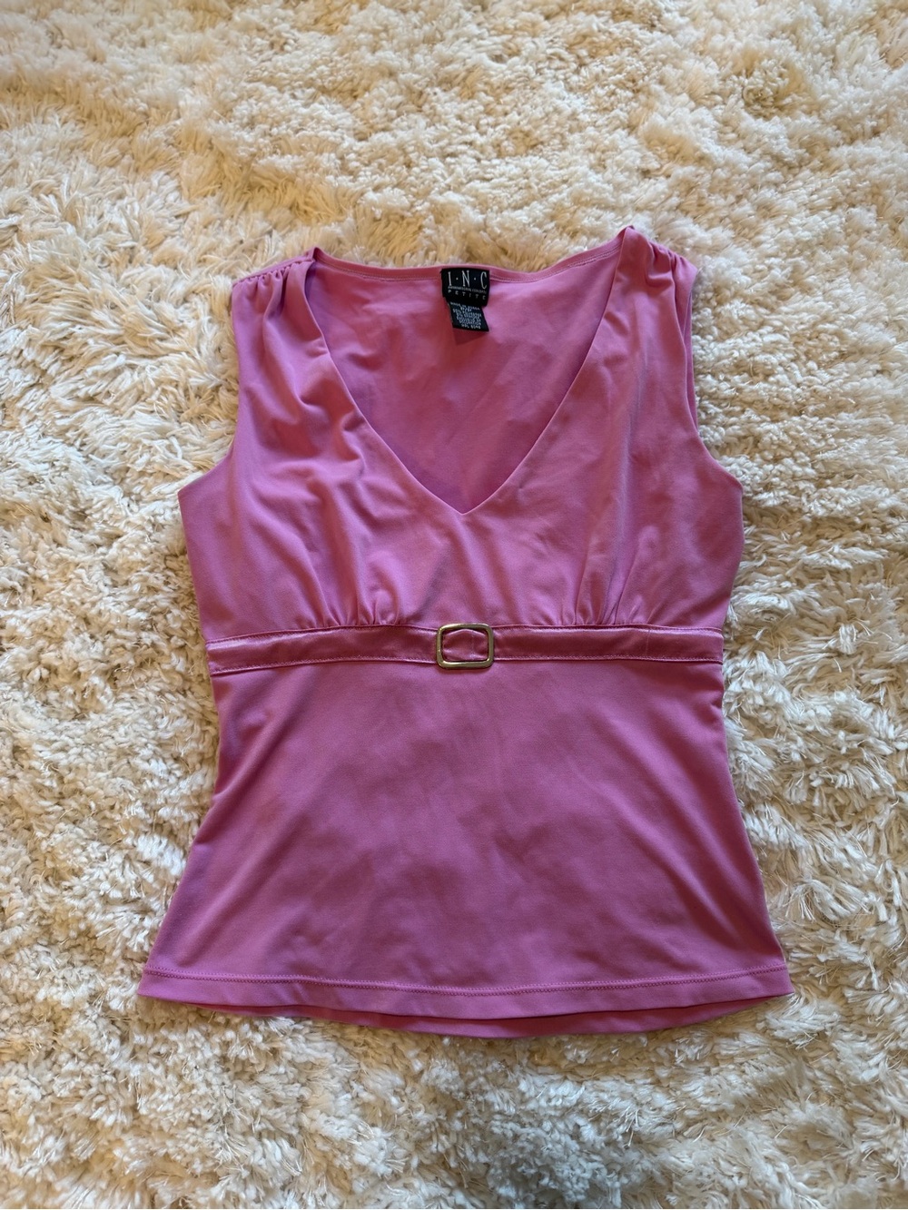 Vintage Pink V-Neck Belted Tank Top